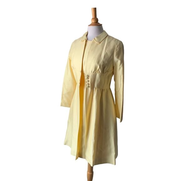 Vintage 1960s Emma Domb California Pastel Butter Yellow Dress & Jacket Size 8 - Picture 9 of 9